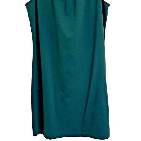 Lands’ End 1X (16W-18W) Green Sleeveless Dress, Round Pleated Neckline, NWOT - Picture 4 of 10